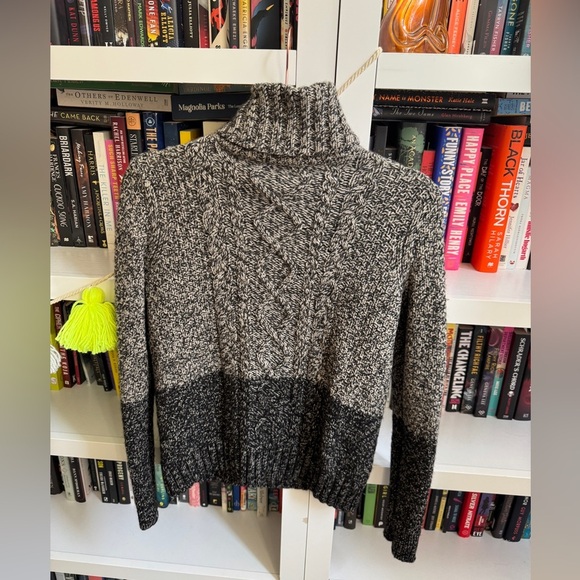 Vince brown black chunky cable knit turtleneck vintage sweater classic winter - Picture 4 of 4